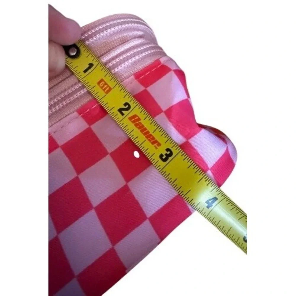 Pink White‎ Checkerboard Relavel Makeup Bag Travel Toiletry Organizer Pouch
